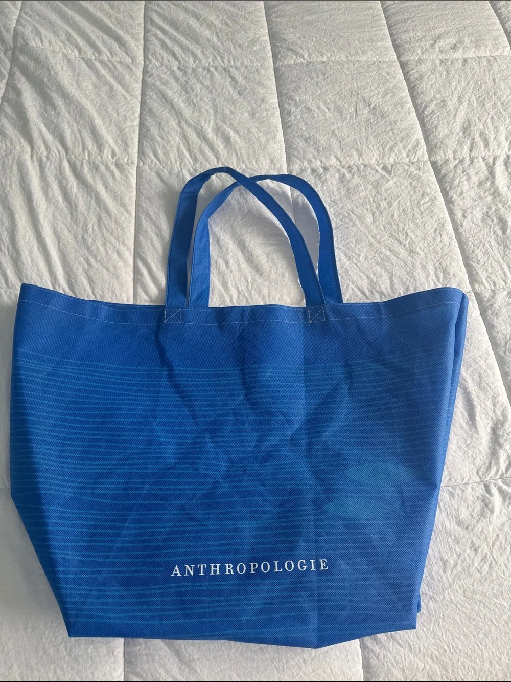 Anthropologie Royal Blue Striped Logo reusable Tote